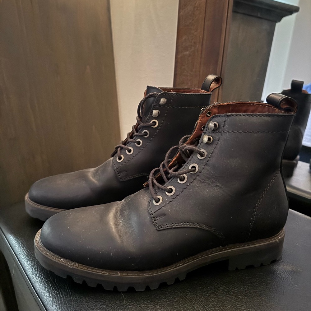 Black Lace-Up Ankle High Boots